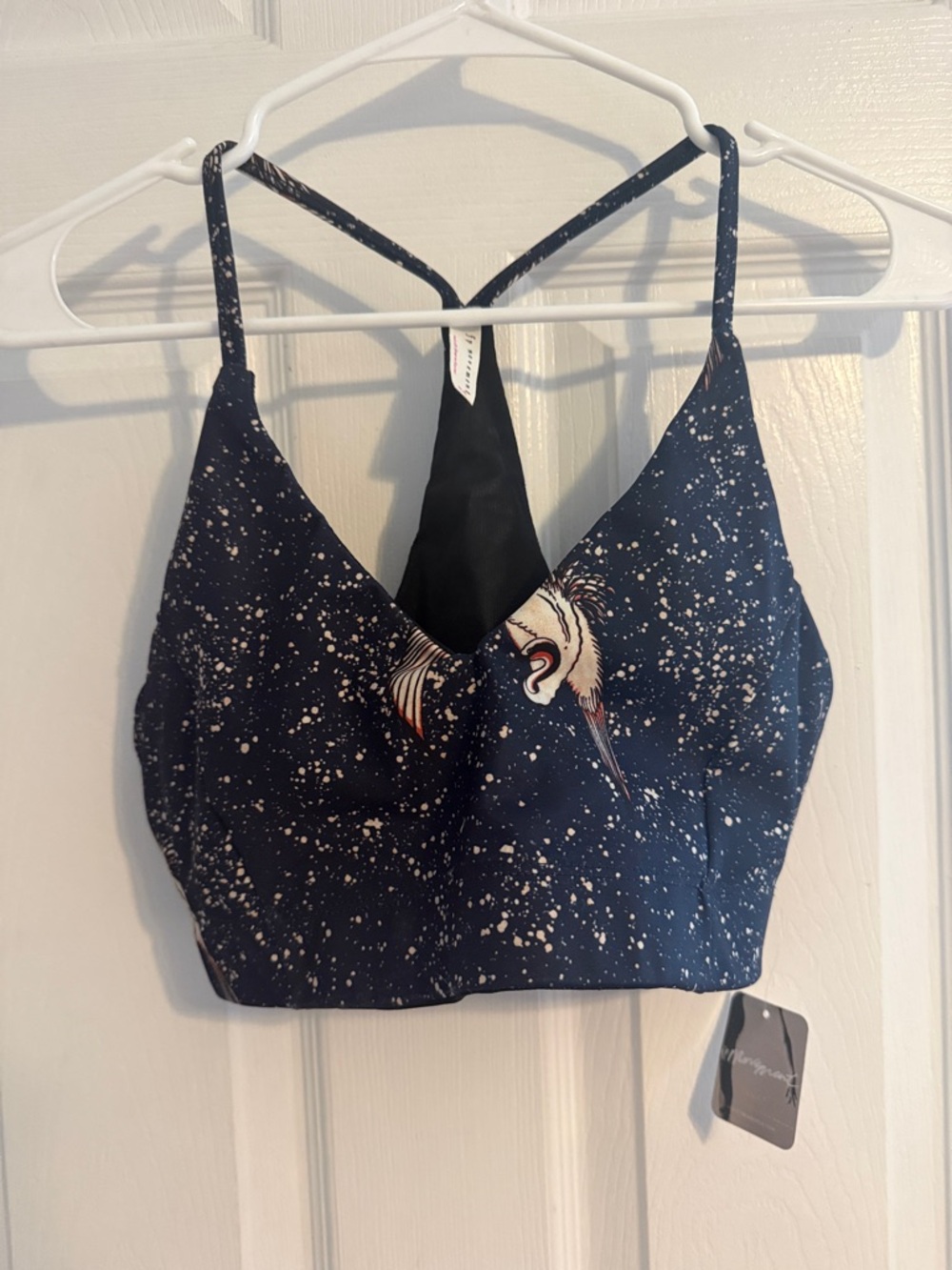 FP Movement by Free People Navy Speckled Crane Print Sports Bra